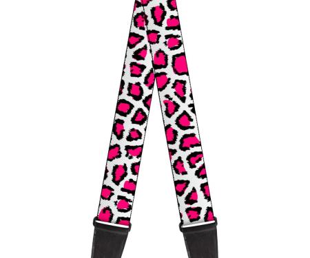 Guitar Strap - Leopard White/Fuchsia