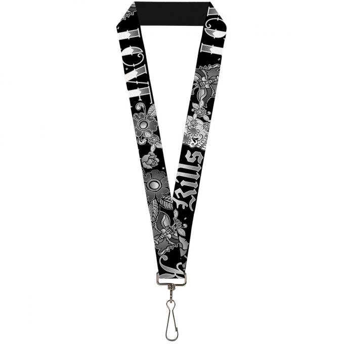 Buckle-Down Lanyard - Love Kills Black/White