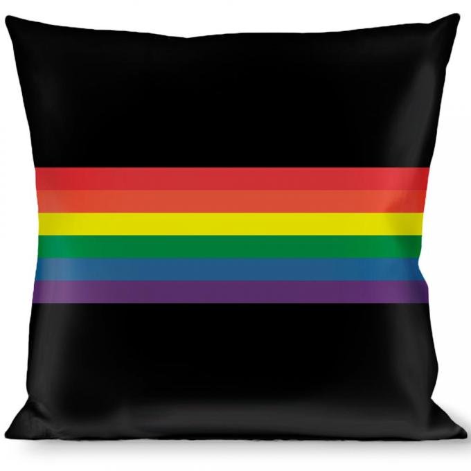 Buckle-Down Throw Pillow - Stripe Black/Rainbow