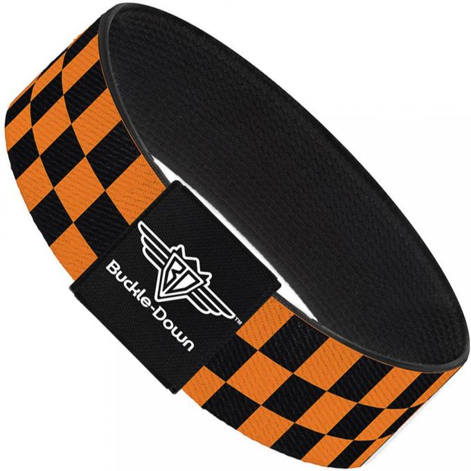 Buckle-Down Elastic Bracelet - Checker Black/Neon Orange