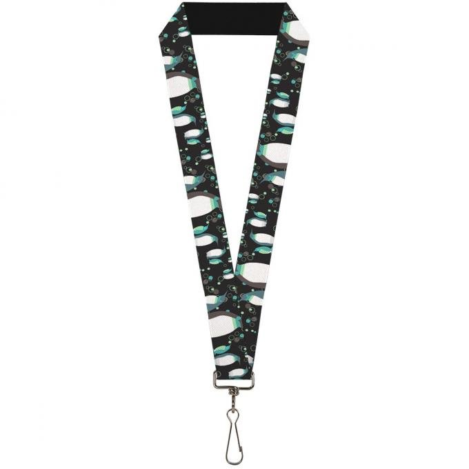 Buckle-Down Lanyard - Emperor Penguins w/Bubbles Black/Gray/Turqs