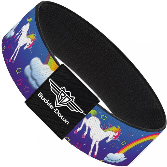 Buckle-Down Elastic Bracelet - Unicorns/Rainbows/Stars Blue/Purple