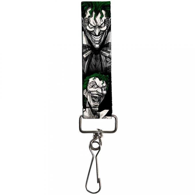 Key Fob - 1.0" - Joker Laughing Poses Black/White/Green