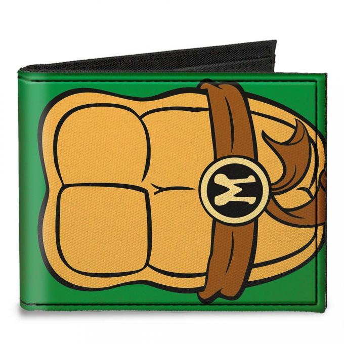 Canvas Bi-Fold Wallet - Classic TMNT Michaelangelo Turtle Shell Greens/Browns