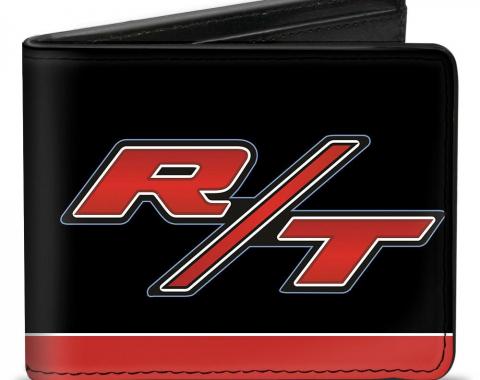 Bi-Fold Wallet - Dodge Challenger R/T Emblem/Stripe Black/Blue/White/Red