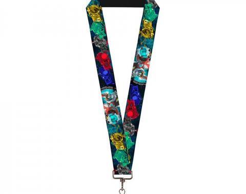 Lanyard - 1.0" - Volton 5-Lion Profiles/Voltron Action Pose Blues/Multi Color