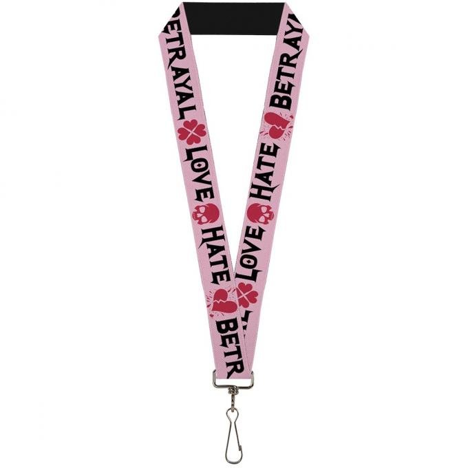 Buckle-Down Lanyard - Love/Hate/Betrayal Pink/Black/Fuchsia