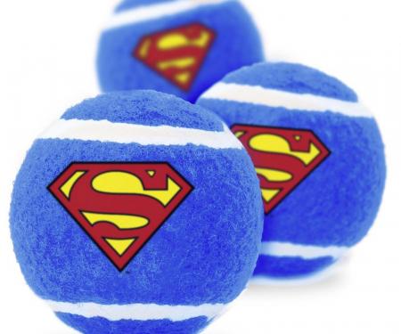Dog Toy Squeaky Tennis Ball 3-PACK - Superman Shield Blue