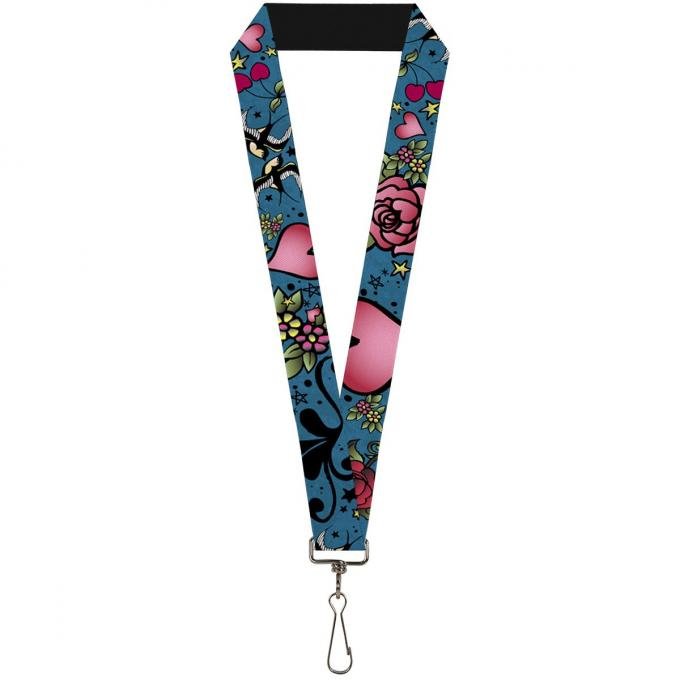 Buckle-Down Lanyard - Mom & Dad C/U Blue w/Sparrows