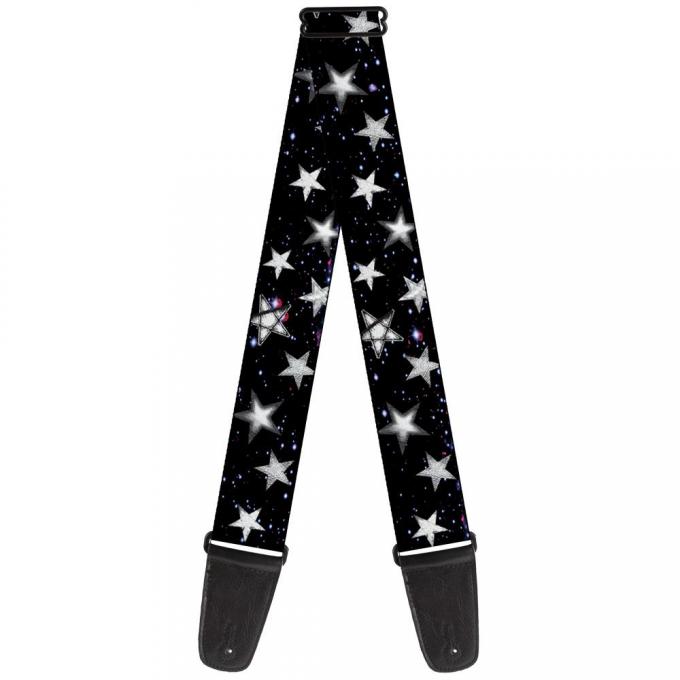Guitar Strap - Glowing Stars in Space Black/Purple/White