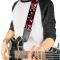 Guitar Strap - Love Me w/Sketch Stars & Checkers Black/Fuchsia/White