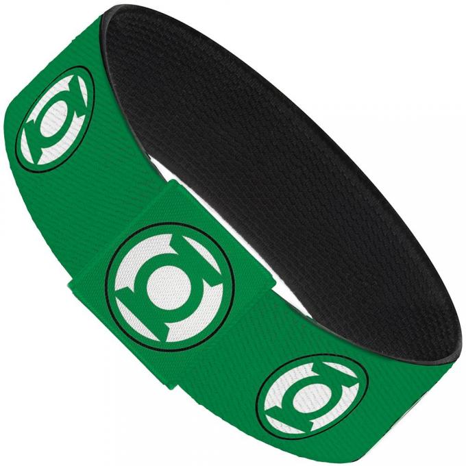 Elastic Bracelet - 1.0" - Green Lantern Logo2 Green/Black/Green/White