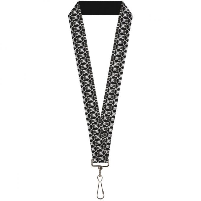 Buckle-Down Lanyard - Owls Monogram Black/White