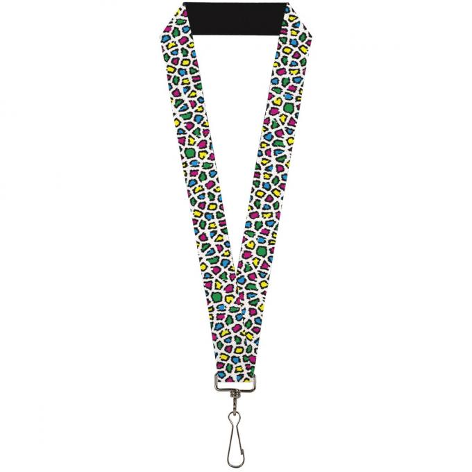 Buckle-Down Lanyard - Leopard White/Multi Color