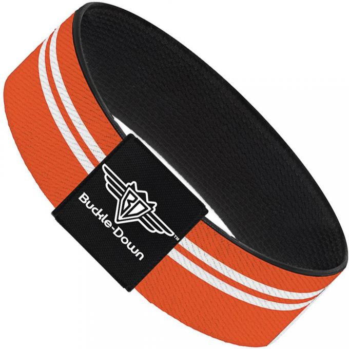 Buckle-Down Elastic Bracelet - Racing Stripe Orange/White