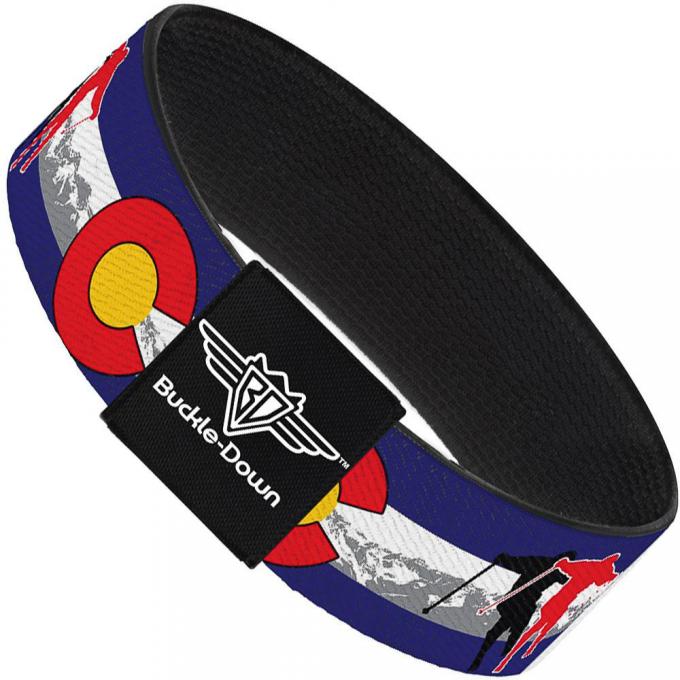 Buckle-Down Elastic Bracelet - Colorado Skier1 Red/Mountains