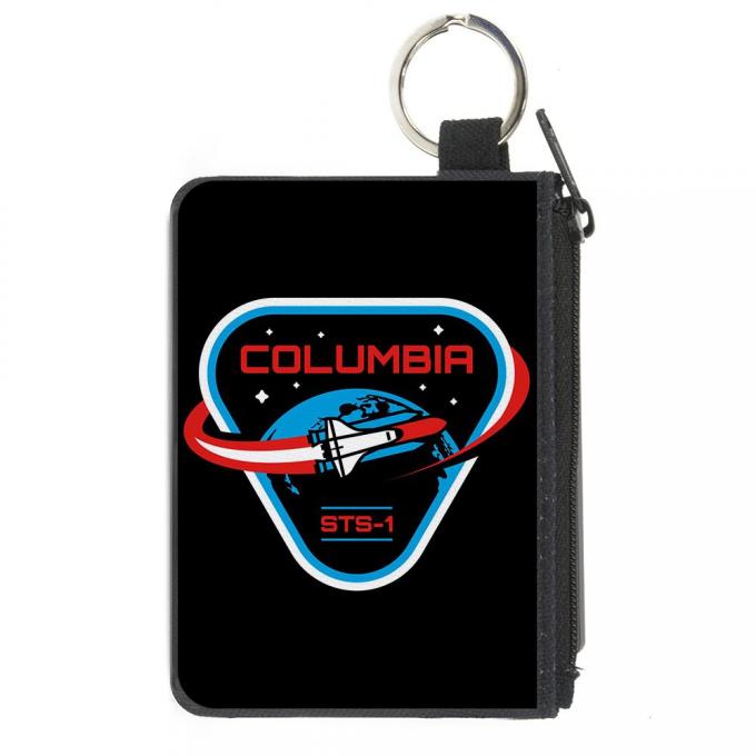 Canvas Zipper Wallet - MINI X-SMALL - COLUMBIA STS-1 Space Shuttle Black/White/Blues/Red