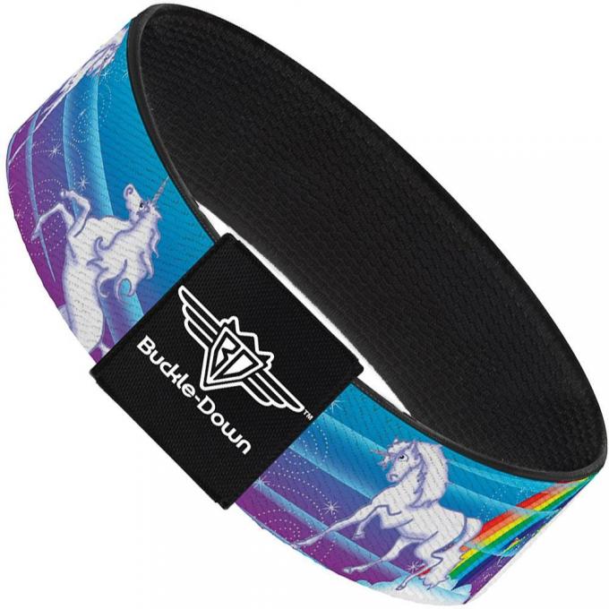Buckle-Down Elastic Bracelet - Unicorns/Rainbows/Stars Blue/Rainbow/White