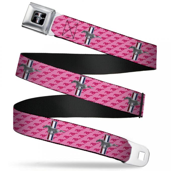 Ford Mustang Seatbelt Belt - Ford Mustang w/Bars/Logo PINK Webbing