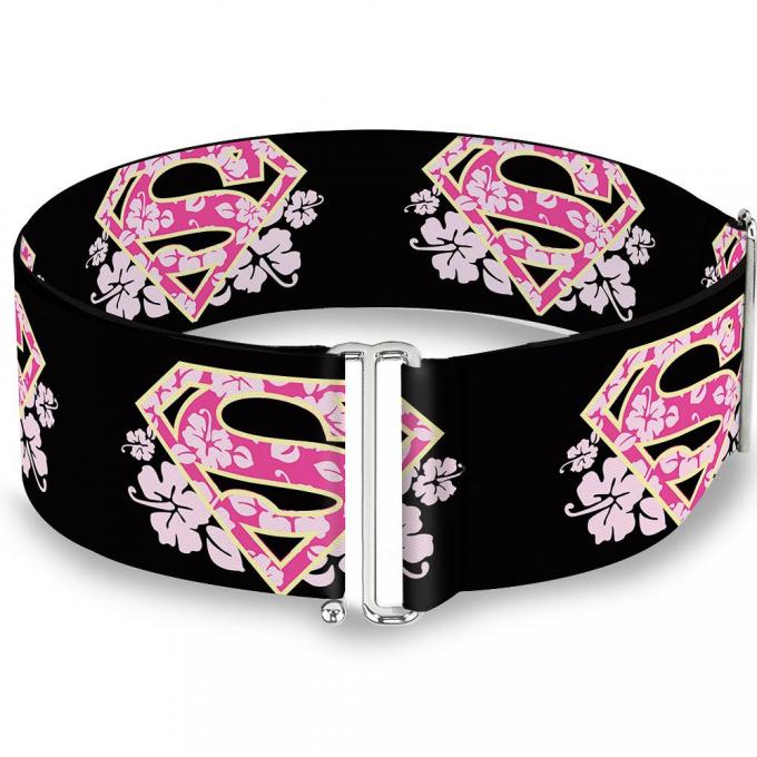 Cinch Waist Belt - Super Shield Hibiscus Design Black/Pink - ONE SIZE