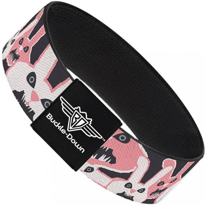 Buckle-Down Elastic Bracelet - Angry Bunnies Gray/Pinks