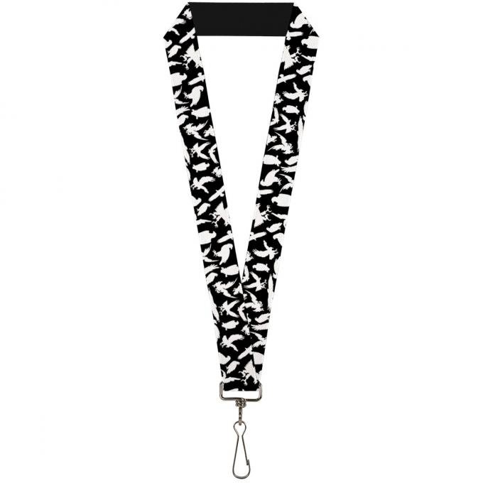Buckle-Down Lanyard - Eagle Silhouettes Scattered Black/White