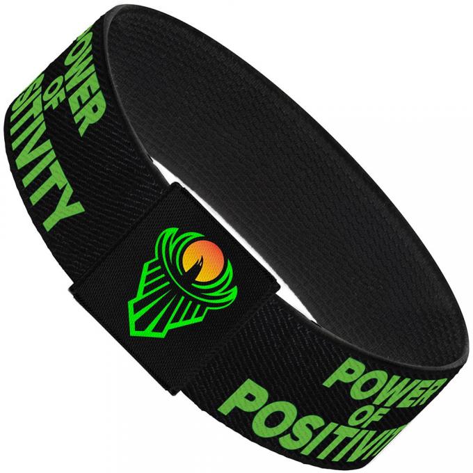 Elastic Bracelet - 1.0" - The New Day POWER OF POSITIVITY/Logo Black/Green/Orange