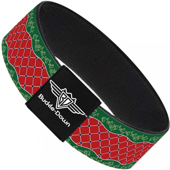Buckle-Down Elastic Bracelet - Holiday Trim Stripe Green/Red