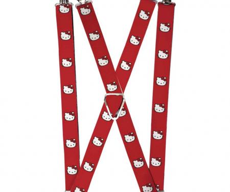 Suspenders - 1.0" - Hello Kitty White Face Red Background