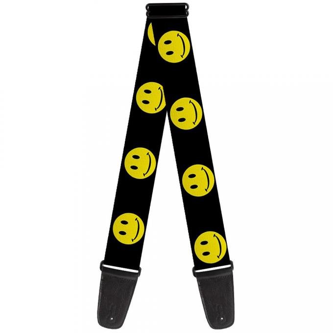 Guitar Strap - Happy Face Black/Yellow/Black