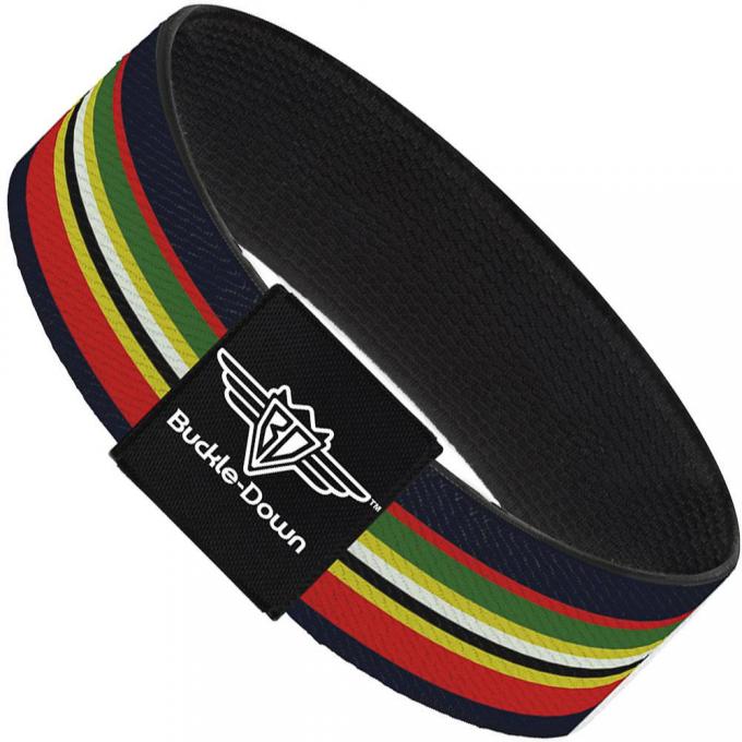 Buckle-Down Elastic Bracelet - Stripes Navy/Red/Yellow/Black/White/Green