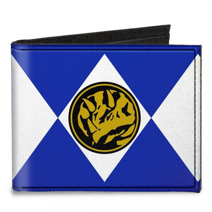 Canvas Bi-Fold Wallet - Diamond Blue Ranger Triceratops Power Logo