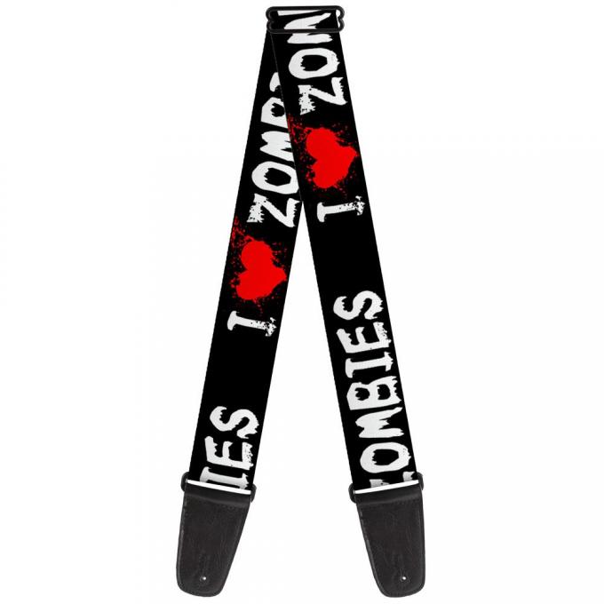 Guitar Strap - I "Heart" ZOMBIES Bloody Splatter Black/White/Red