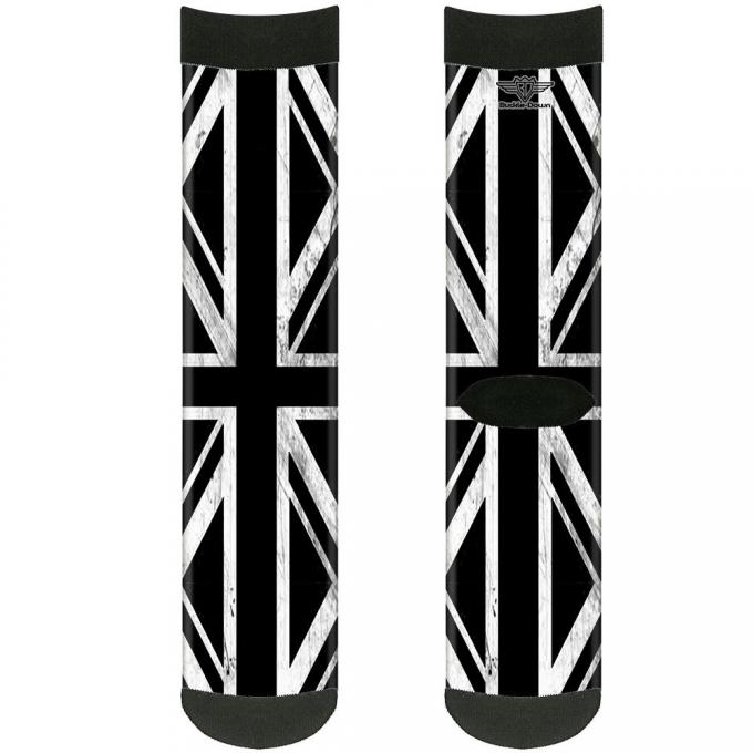Sock Pair - Polyester - Union Jack Distressed Black/White - CREW