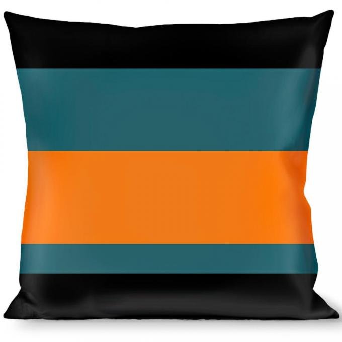 Buckle-Down Throw Pillow - Stripes Black/Steel Blue/Orange