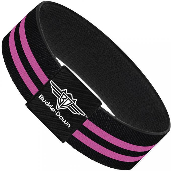 Buckle-Down Elastic Bracelet - Stripe Black/Pink