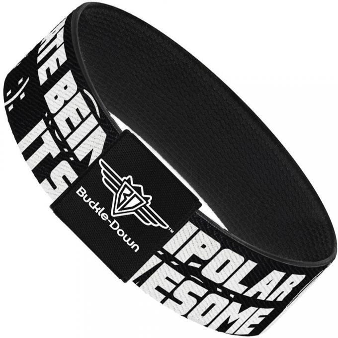 Buckle-Down Elastic Bracelet - I HATE BEING BIPOLAR-IT'S AWESOME Black/White