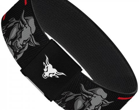 Elastic Bracelet - 1.0" - THE ROCK/Bull Charge Black/Red/White/Grays