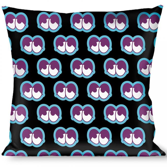 Buckle-Down Throw Pillow - Dopey Eyes Black/Baby Blue/Purple