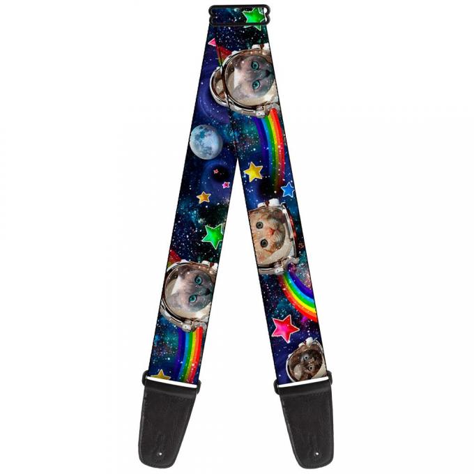 Guitar Strap - Astronaut Cats in Space/Rainbows/Stars