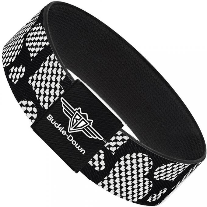 Buckle-Down Elastic Bracelet - Eighties Hearts Black/White