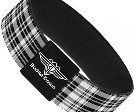 Buckle-Down Elastic Bracelet - Plaid Black/White