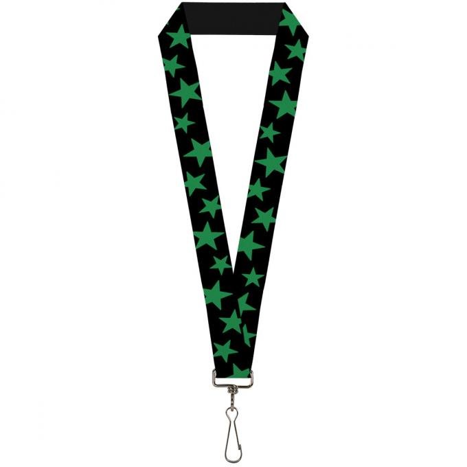 Buckle-Down Lanyard - Stars Scattered Black/Green