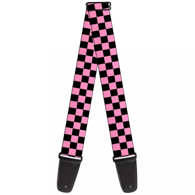 Guitar Strap - Checker Black/Baby Pink