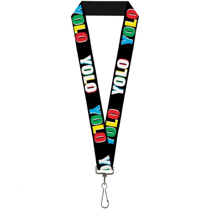 Buckle-Down Lanyard - YOLO Black/Multi Color