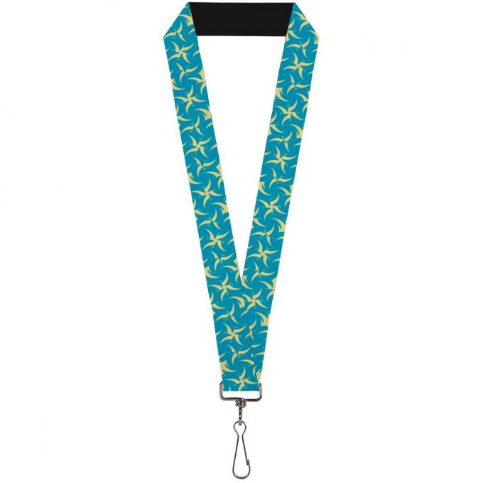 Buckle-Down Lanyard - Pinwheel Plumes Beige/Turquoise