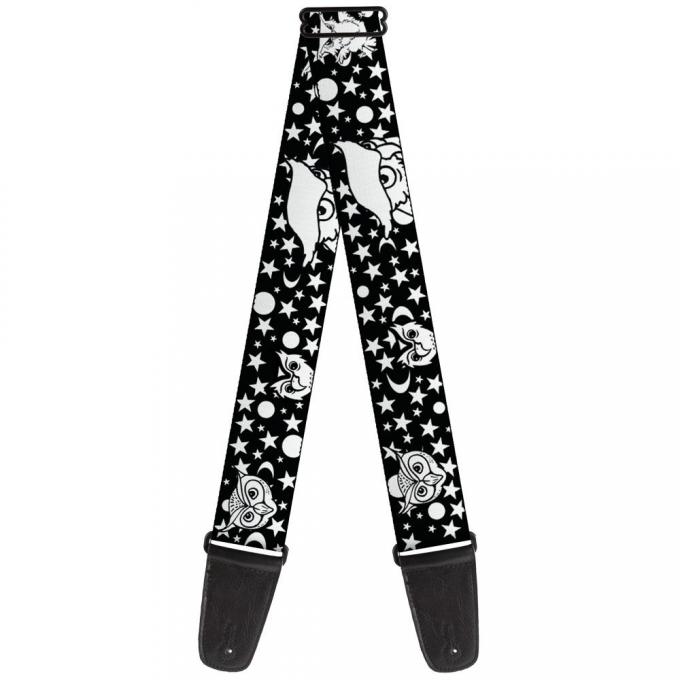 Guitar Strap - Owl Expressions Black/White