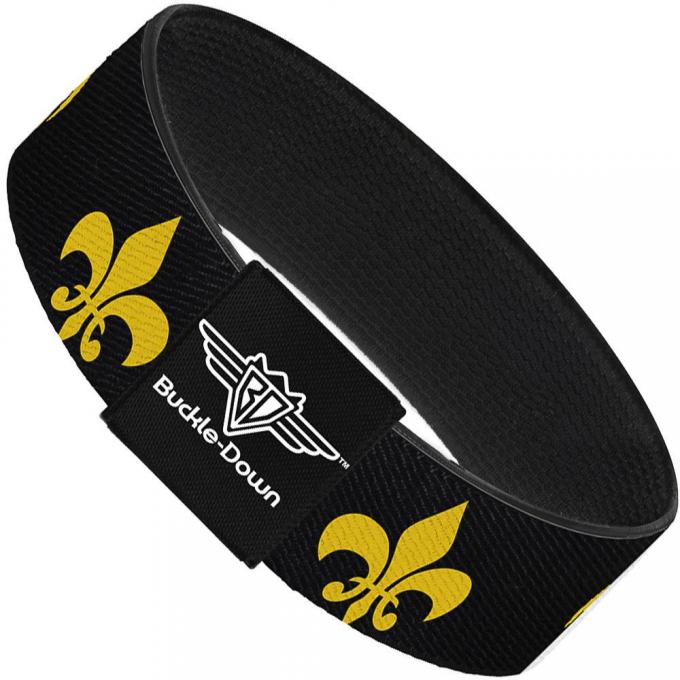 Buckle-Down Elastic Bracelet - Fleur-de-Lis Black/Yellow