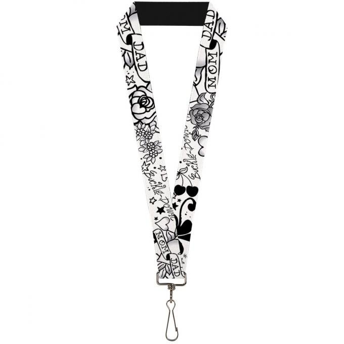 Buckle-Down Lanyard - Mom & Dad Black/White