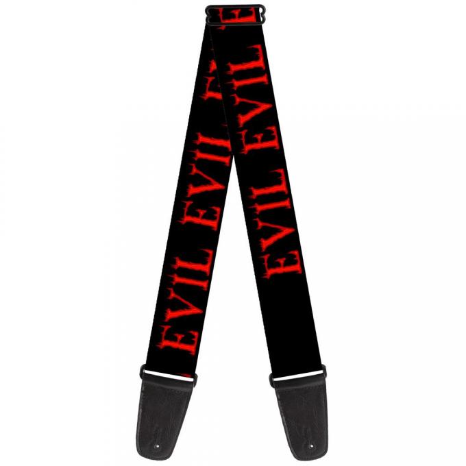 Guitar Strap - Flaming EVIL Black/Red